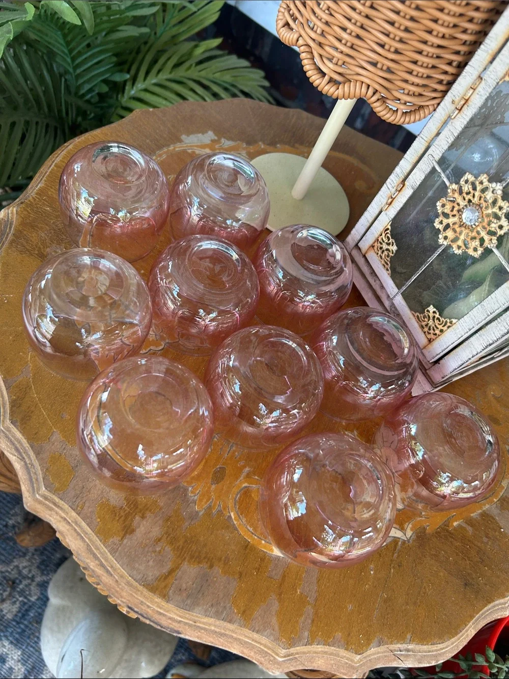 Vintage Gradient Cranberry Roly Poly Cocktail Glasses